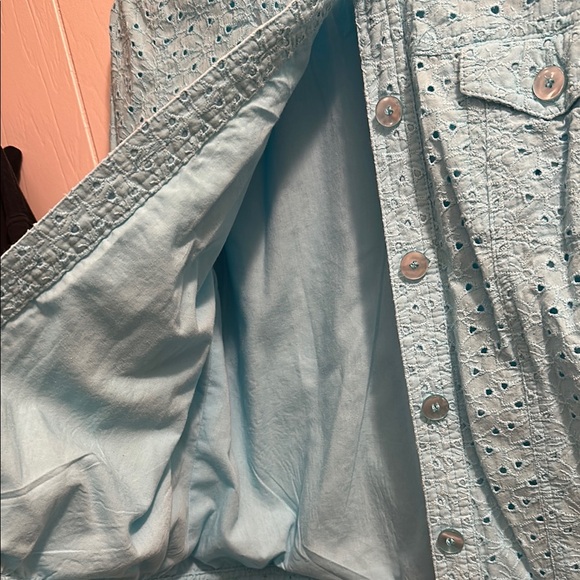 JM Collection Blue Jacket with eyelet design - Picture 5 of 8